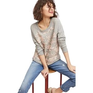 Manor Sweatshirt Anthropologie Eva Franco Lace Feminine Romantic Small